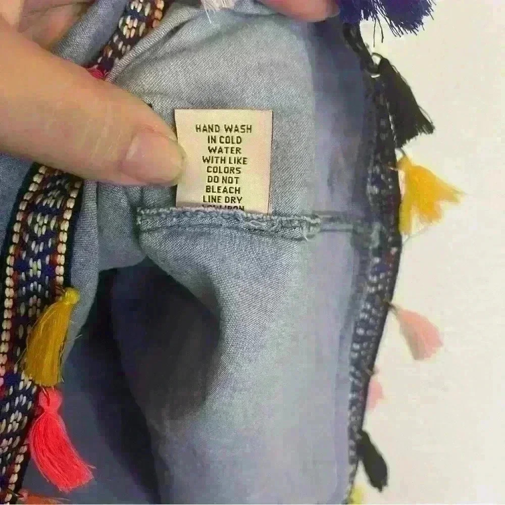 Speed Limit Mph Chambray Tassel Top Size Medium - image 5